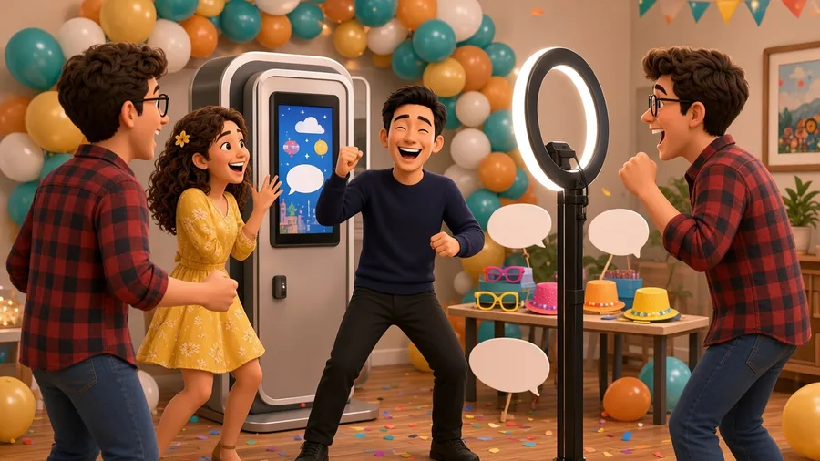 Ilustrasi tetamu bergambar di photo booth
